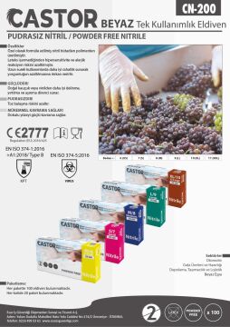 CN-200 XL BEYAZ 20 ADET NİTRİL ELDİVEN