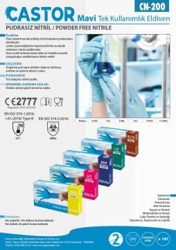 CN-200 S MAVİ 20 ADET NİTRİL ELDİVEN